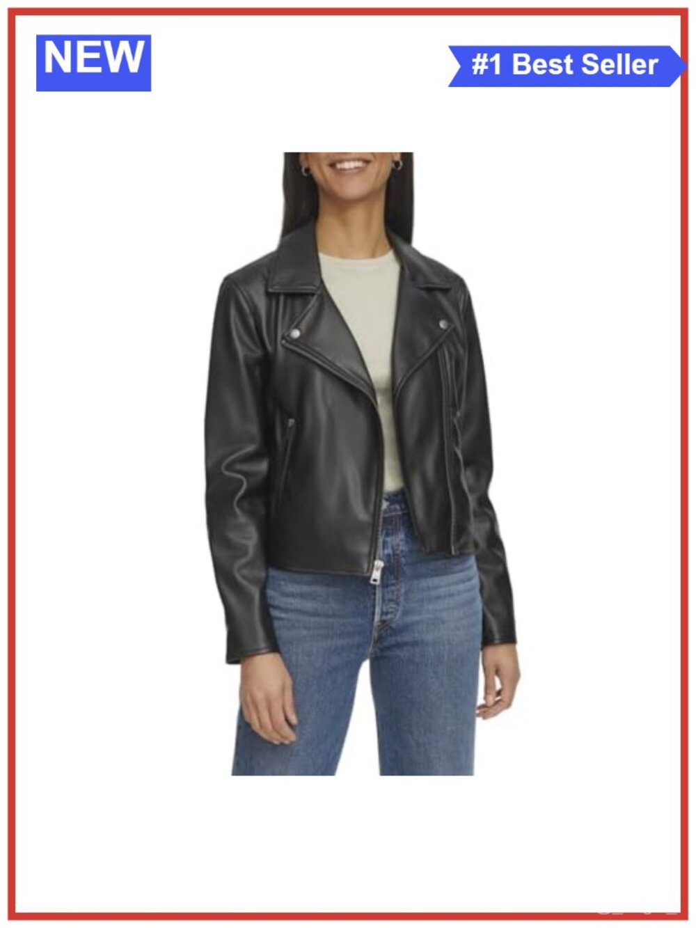 Faux Leather Moto Jacket Asymmetrical Zip Womens Coat